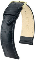 Leder-Uhrenarmband Hirsch Duke M 01028150-1, schwarz, Kalbsleder, Länge M, Quick Release
