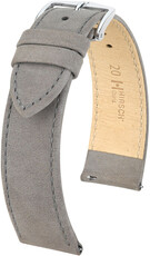 Leder-Uhrenarmband Hirsch Osiris L 03433030-2, grau, Kalbsleder, Länge L, Quick Release