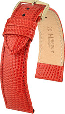 Leder-Uhrenarmband Hirsch Rainbow M 12302620-1, rot, Kalbsleder, Länge M, Quick Release