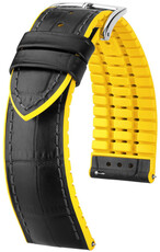 Schwarzes Armband Hirsch Andy L 0927228050-2 (Kalbsleder / Naturkautschuk)