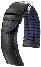 Schwarzes Armband Hirsch Andy L 0928028050-2 (Kalbsleder / Naturkautschuk)