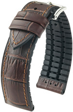 Leder-Uhrenarmband Hirsch Paul M 0925028110-2, braun, Kalbsleder/Naturkautschuk, Länge M, Quick Release