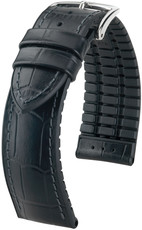 Leder-Uhrenarmband Hirsch Paul M 0925028150-2, schwarz, Kalbsleder/Naturkautschuk, Länge M, Quick Release