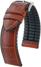 Leder-Uhrenarmband Hirsch Paul M 0925028170-2, braun, Kalbsleder/Naturkautschuk, Länge M, Quick Release