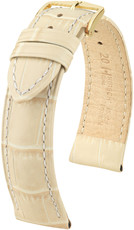 Leder-Uhrenarmband Hirsch Duke M 01028190-1, beige, Kalbsleder, Länge M, Quick Release