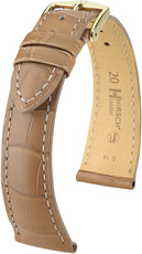 Leder-Uhrenarmband Hirsch London L 04307099-1, beige, Alligatorleder, Länge L, Quick Release