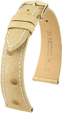Leder-Uhrenarmband Hirsch Massai Ostrich L 04362091-1, beige, Straußenleder, Länge L, Quick Release