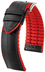 Schwarzes Armband Hirsch Andy L 0922028050-2 (Kalbsleder / Naturkautschuk)