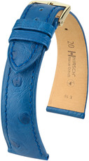 Leder-Uhrenarmband Hirsch Massai Ostrich L 04362085-1, blau, Straußenleder, Länge L, Quick Release