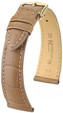Leder-Uhrenarmband Hirsch London M 04207199-1, beige, Alligatorleder, Länge M, Quick Release