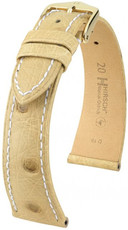 Leder-Uhrenarmband Hirsch Massai Ostrich M 04262191-1, beige, Straußenleder, Länge M, Quick Release
