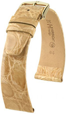 Leder-Uhrenarmband Hirsch Prestige M 02308190-1, beige, Krokodilleder, Länge M, Quick Release