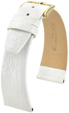 Leder-Uhrenarmband Hirsch Prestige L 02208000-1, weiß, Krokodilleder, Länge L, Quick Release