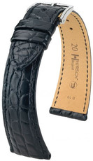 Leder-Uhrenarmband Hirsch Regent L 04107059-2, schwarz, Alligatorleder, Länge L, Quick Release