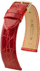 Leder-Uhrenarmband Hirsch Genuine Croco L 01808020-1, rot, Krokodilleder, Länge L, Quick Release