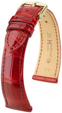 Leder-Uhrenarmband Hirsch London M 04207120-1, rot, Alligatorleder, Länge M, Quick Release