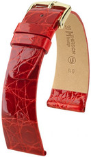 Leder-Uhrenarmband Hirsch Prestige M 02208120-1, rot, Krokodilleder, Länge M, Quick Release
