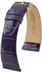 Leder-Uhrenarmband Hirsch Prestige M 02207184-1, violett, Alligatorleder, Länge M, Quick Release