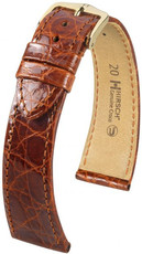 Leder-Uhrenarmband Hirsch Genuine Croco M 01808170-1, braun, Krokodilleder, Länge M, Quick Release
