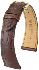 Leder-Uhrenarmband Hirsch London M 04207119-1, braun, Alligatorleder, Länge M, Quick Release