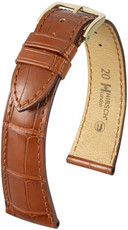 Leder-Uhrenarmband Hirsch London M 04207179-1, braun, Alligatorleder, Länge M, Quick Release