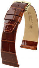 Leder-Uhrenarmband Hirsch Prestige M 02207170-1, braun, Alligatorleder, Länge M, Quick Release