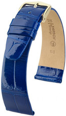 Leder-Uhrenarmband Hirsch Prestige M 02207182-1, blau, Alligatorleder, Länge M, Quick Release