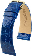 Leder-Uhrenarmband Hirsch Prestige M 02308185-1, blau, Krokodilleder, Länge M, Quick Release