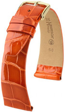 Leder-Uhrenarmband Hirsch Prestige M 02207177-1, orange, Alligatorleder, Länge M, Quick Release