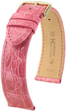 Leder-Uhrenarmband Hirsch Genuine Croco L 01808025-1, rosa, Krokodilleder, Länge L, Quick Release