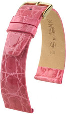 Leder-Uhrenarmband Hirsch Prestige M 02208125-1, rosa, Krokodilleder, Länge M, Quick Release