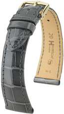 Leder-Uhrenarmband Hirsch London L 04207030-1, grau, Alligatorleder, Länge L, Quick Release