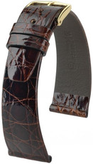 Dunkelbraunes Lederband Hirsch Prestige L 02208010-1 (Krokodilleder)