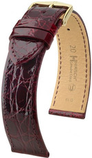 Leder-Uhrenarmband Hirsch Genuine Croco M 01808160-1, rot, Krokodilleder, Länge M, Quick Release