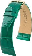 Leder-Uhrenarmband Hirsch Prestige M 02207140-1, grün, Alligatorleder, Länge M, Quick Release