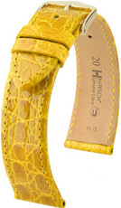 Leder-Uhrenarmband Hirsch Genuine Croco M 01808172-1, gelb, Krokodilleder, Länge M, Quick Release