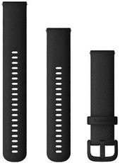 Silikon-Uhrenarmband Garmin 20mm (für Venu, Venu Sq, Venu 2 plus u. a.), schwarz V1, Quick Release + Verlängerungsteil, 010-13021-03