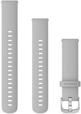 Garmin Quick Release 18mm Armband, Silikon, hellgrau, silberne Schnalle (Venu 2S, Vívoactive 4S, Vívomove 3S) + Verlängerung