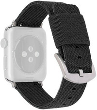Armband für Apple Watch, Nylon, schwarz, silberne Schließe (42/44/45mm Gehäuse)