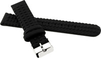 Kinder-Silikonband 16 mm, schwarz, gemustert, silberne Schließe