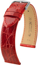 Lederband Hirsch Genuine Croco 18900820-2, Rot, Krokodilhaut, Quick Release