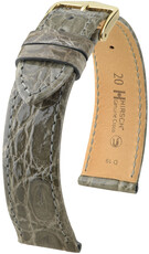 Lederband Hirsch Genuine Croco 18900830-7, Grau, Krokodilhaut, Quick Release