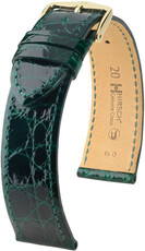 Lederband Hirsch Genuine Croco 18900840-7, Grün, Krokodilhaut, Quick Release