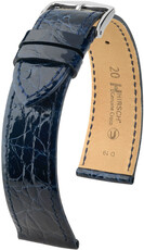 Lederband Hirsch Genuine Croco 18900880-2, Blau, Krokodilhaut, Quick Release