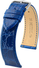 Leder-Uhrenarmband Hirsch Genuine Croco L 18920885-2, blau, Krokodilleder, Länge L, Quick Release
