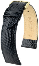 Leder-Uhrenarmband Hirsch Rainbow L 12322650NQ-1, schwarz, Kalbsleder, Länge L