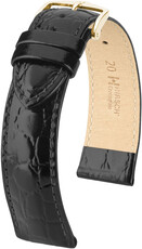 Lederband Hirsch Crocograin 12302850NQ-1, schwarz, Kalb