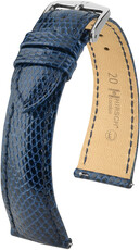 Lederband Hirsch London 04366180-2, Blau, Eidechsenhaut, Quick Release
