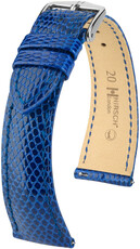 Lederband Hirsch London 04366185-2, Blau, Eidechsenhaut, Quick Release