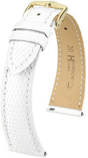 Lederband Hirsch London L 04366000-7, weiß, Eidechsenleder, Länge L, Quick Release
